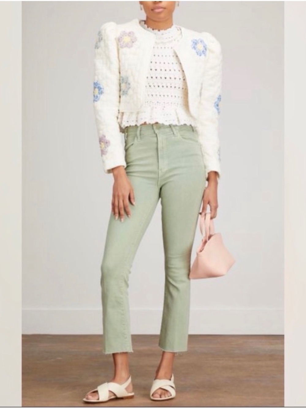 MOTHER Women's The Hustler Ankle Fray Jeans size 27 Color Iceberg Green Slim